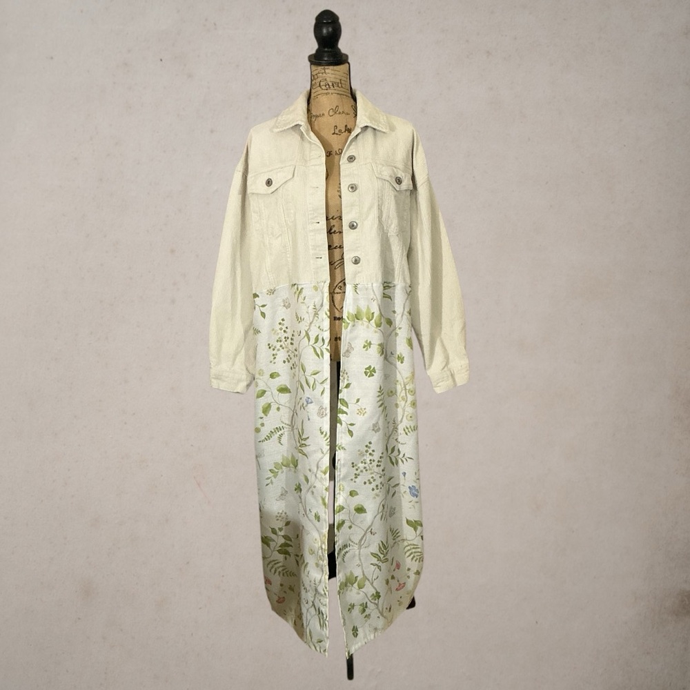 Upcycled Boho Corduroy Kimono Jacket Duster One Of A Kind Repurposed Size Medium - Picture 5 of 13